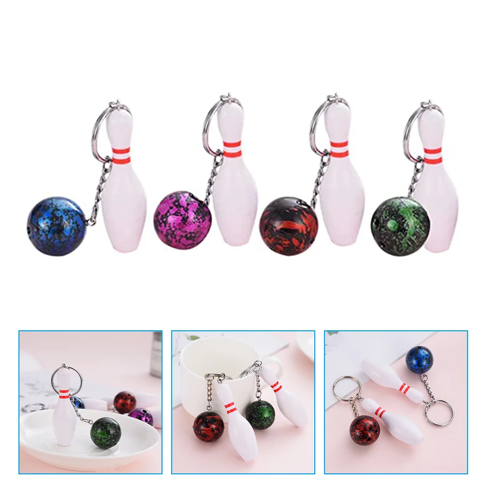 

4 Pcs Bowling Keychain Ring Gifts and Novelties Accessories Kit Mini Keepsakes Water Bottle