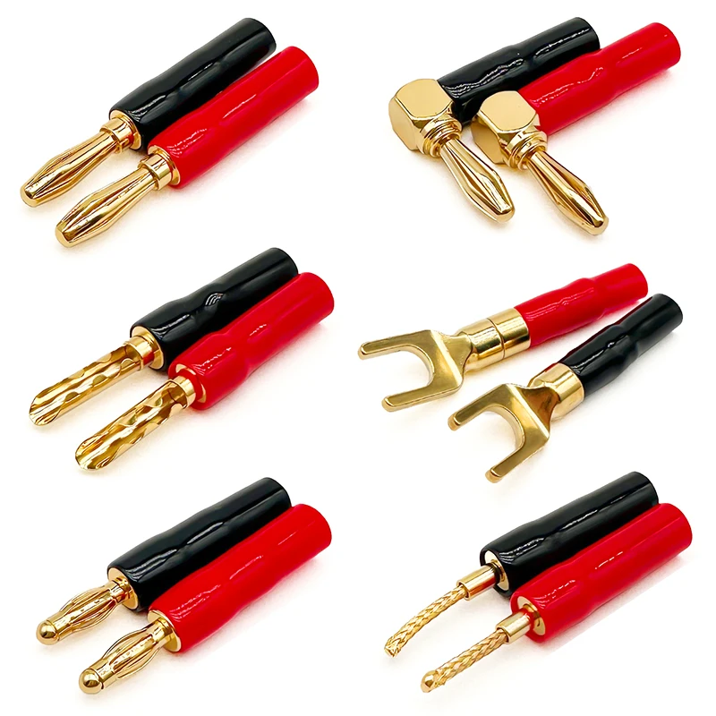 10PCS Banana Plugs Speaker Audio Connector Dual Screw Lock 24K Gold Plated HIFI Banana Connectors Jack for Sound Amplifier Wire