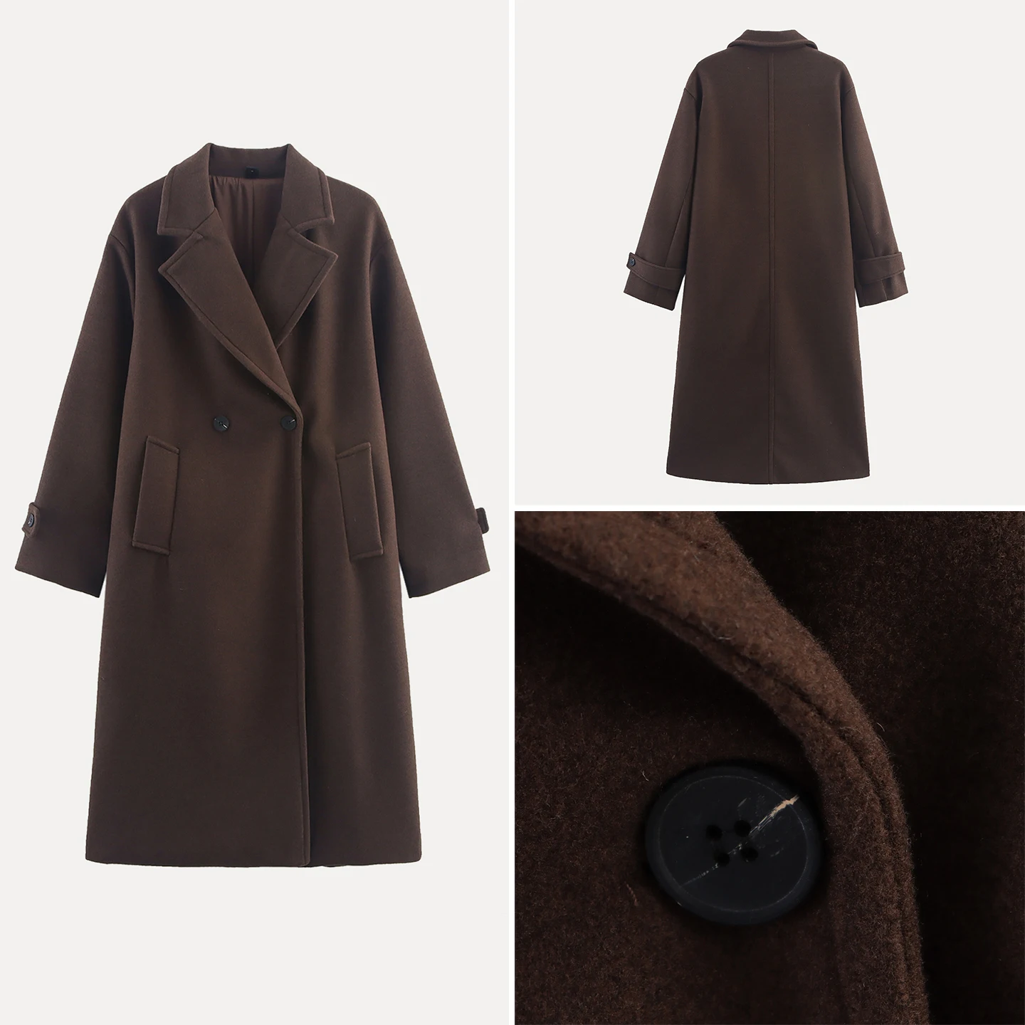

Faionable Casual Woolen Wide Fit Long Coat Women's Autumn New Sle Versatile Ele Commute Straight Tube Long Coat
