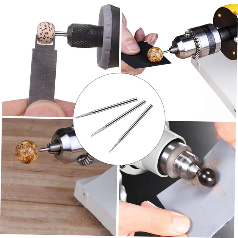 AS94-DIY Essentials per la lavorazione delle perline: 3 aste per lucidatura in acciaio con ago ad albero fisso, smerigliatura cilindrica