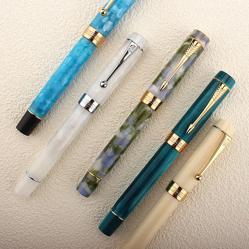 Jinhao Century 100 Series Fountain Pen Multi Color Acrylic Barrel Fine Nib Gold Trim Business Office Signature School