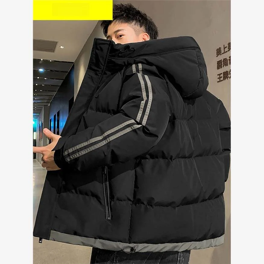 

Men's Hooded Thiened down Cotton Jaet Winter Warm Windproof Casual Sle Upper Body Coat Knot Element