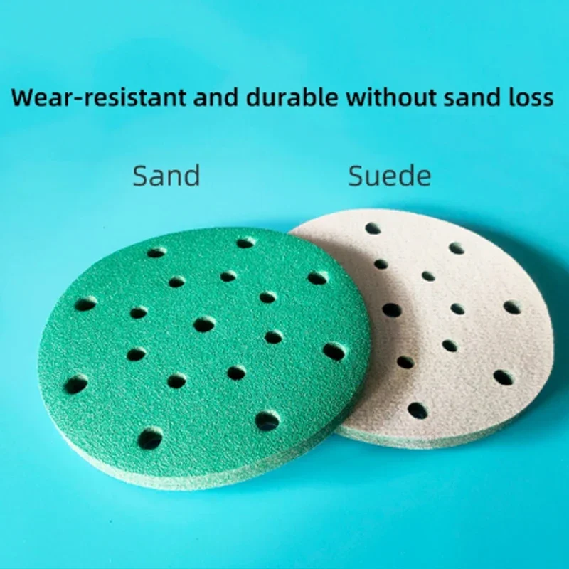 Green  6 "17-hole Sandpaper 150mm Round Flocking 80-400 Sand Abrasive For Car Face Wood Sander For Festool Sander