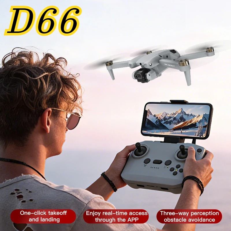 Mini D66 Foldable Aerial Photography Drone with Optical Flow Positioning, Obstacle Avoidance Sensing LED Lighting Headless Mode