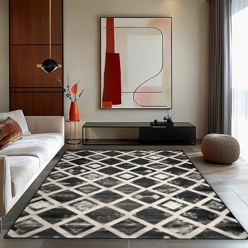 

HD-Modern Rhombus Pattern Carpet Living Room Geometric Bedroom Decoration Large Area Rug Bathroom Cloakroom Non-slip Mat