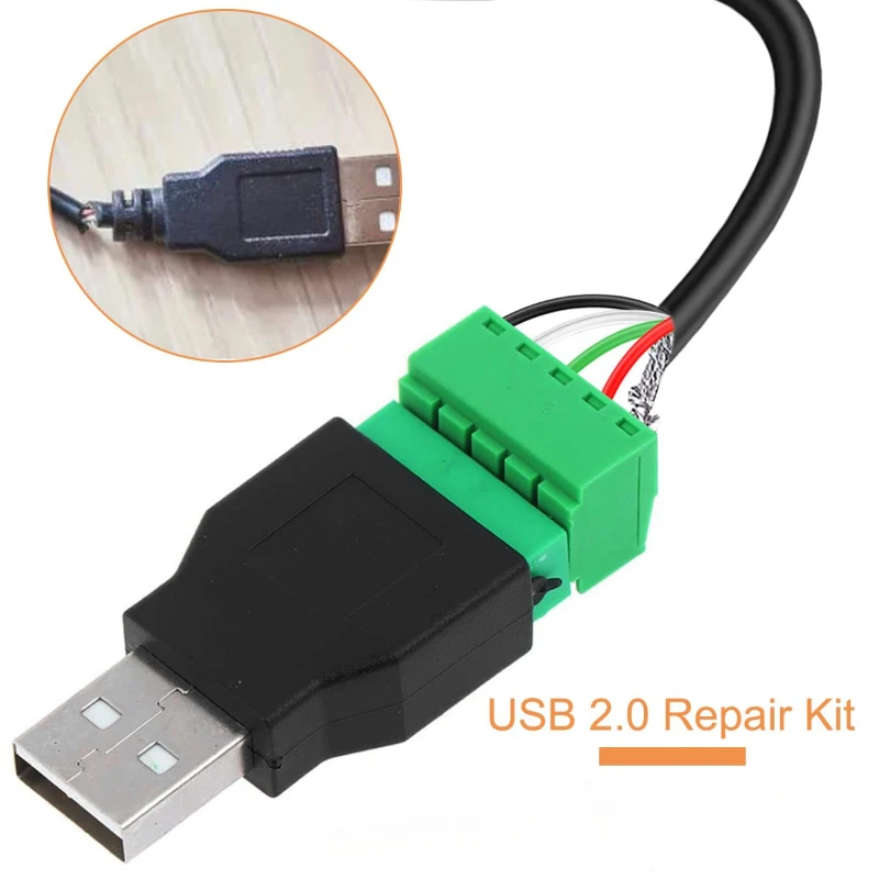 1PC USB Connector Repair Kit USB 2.0 Type A Female/Male to 5 Pin Screw Terminal Plug Connector Adapter