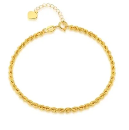 Real 18K Gold Twisted Chain Bracelet Simple Style Pure AU750 Adjustable Hemp Rope Chain for Women Fine Jewelry Gift about