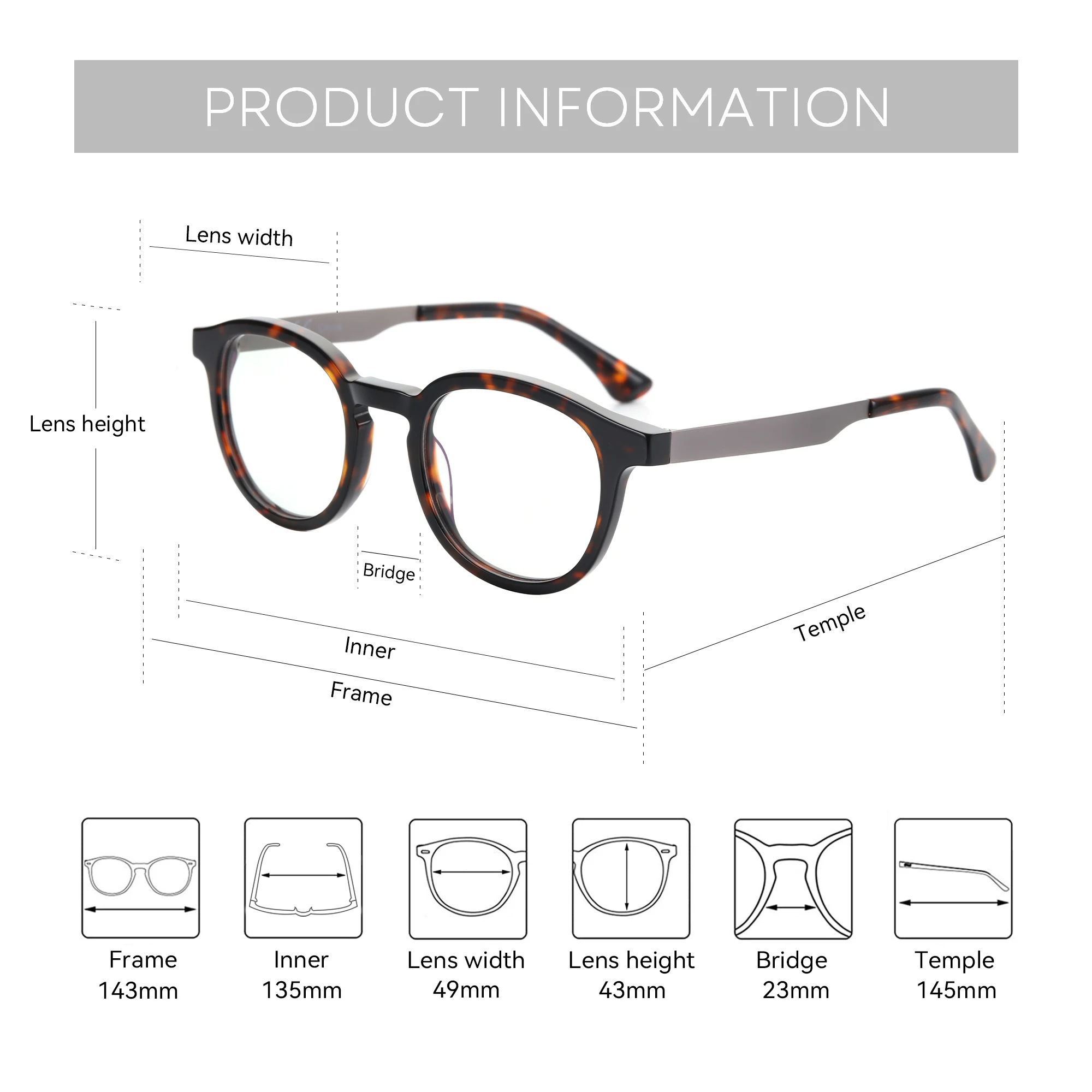 ZENOTTIC 2025 نظارات طبية من الأسيتات نظارات بصرية تقدمية مستديرة للرجال والنساء عدسات قصر النظر مضادة للضوء الأزرق #5