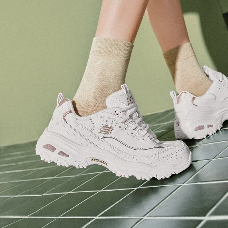 Skechers-Tênis Chunky Confortáveis e Respiráveis para Mulheres, Sapatos Clássicos do Pai, Sapatos Femininos