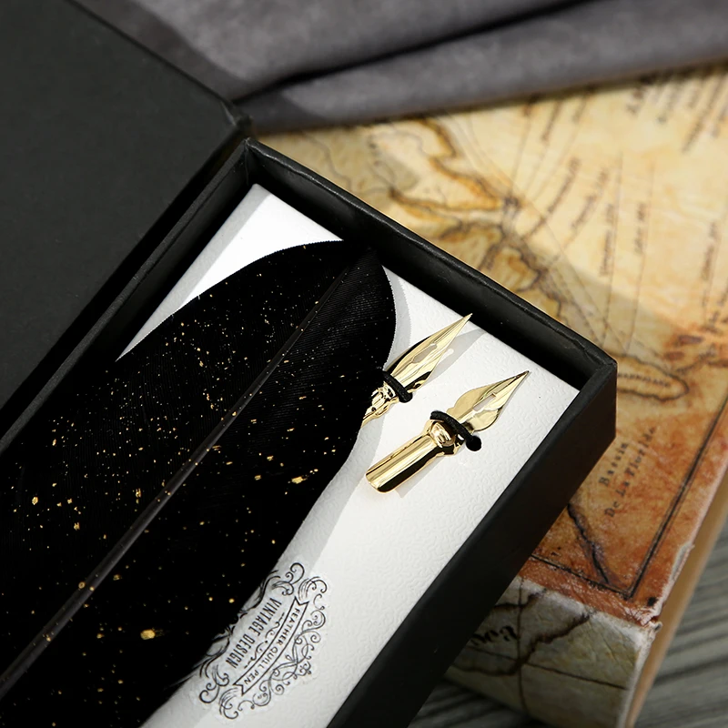 1 Set Practical Classic Texture Practical Calligraphy Feather Dip Pen Quill Fountain Writing Portable  Wedding Gifts