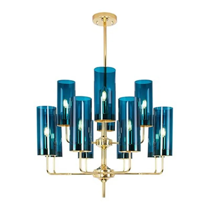 

Post-Modern Blue Glass Chandelier Luxury bedroom study room Chandelier Electroplate Lights Lustre para quarto Home Lighting