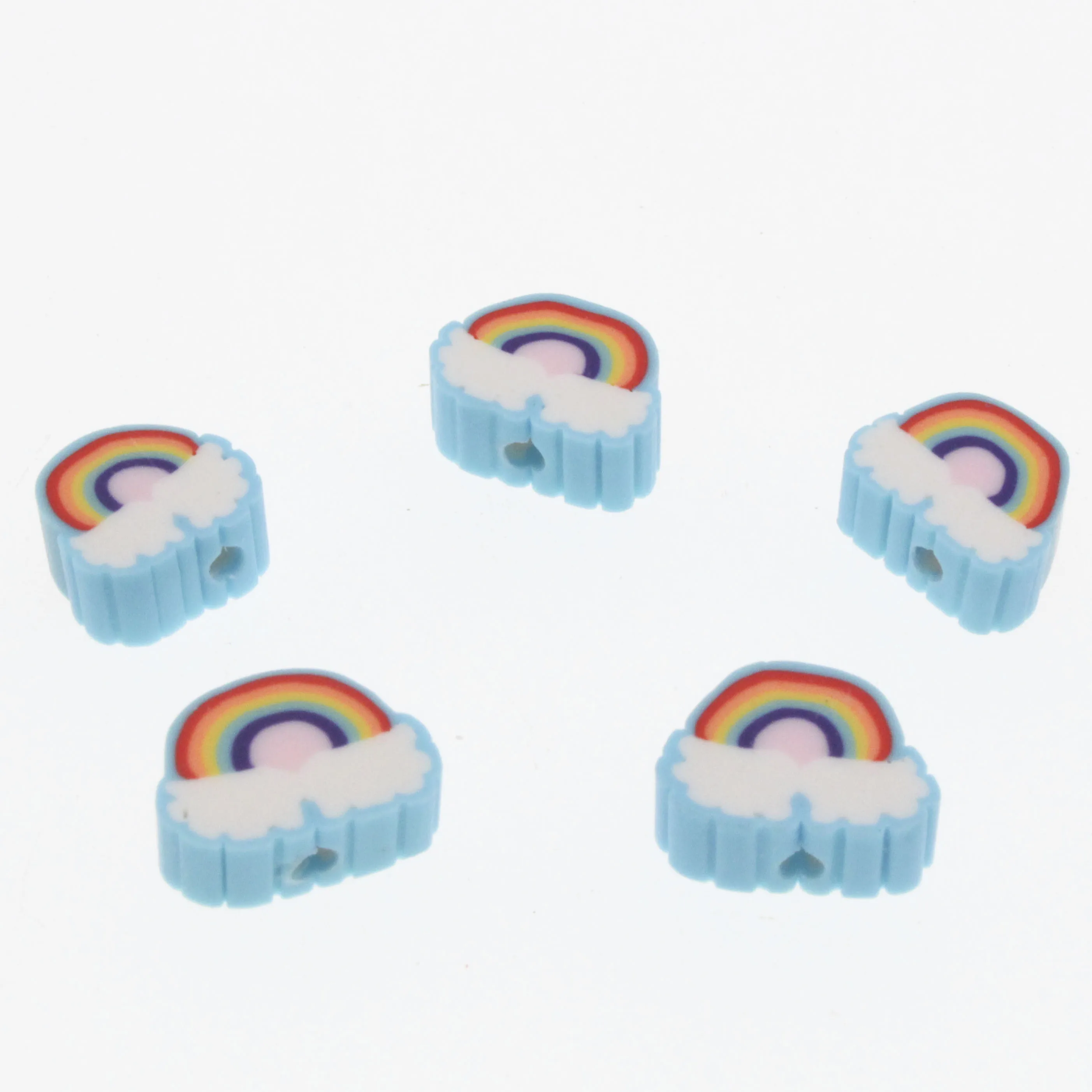 30/50/100pcs 10mm Clouds Rainbow Beads Polymer Clay Beads Loose Spacer Beads For Jewelry Making DIY Bracelet Accessories