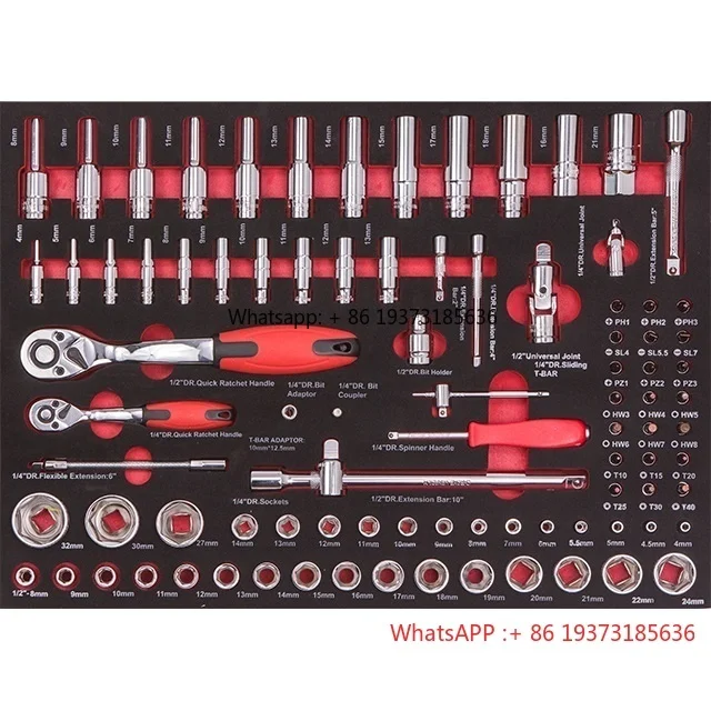 Professional Complete Tool Box Set 1/4 & 1/2 Socket Set