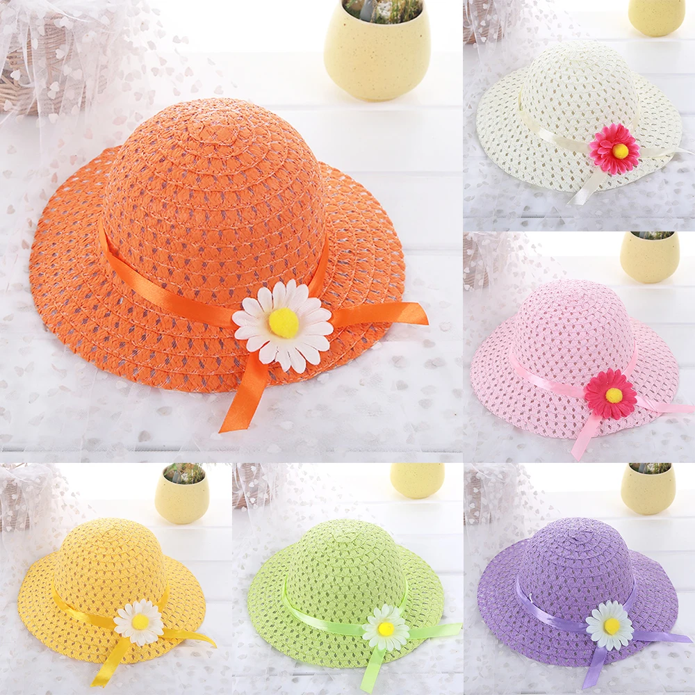 New Summer Kids cappello da sole bambini Outdoor Rabbit Ear Beach Caps Boy Girl Panama Hat Unisex Beach Bucket Hats Sun Flower cappello di paglia