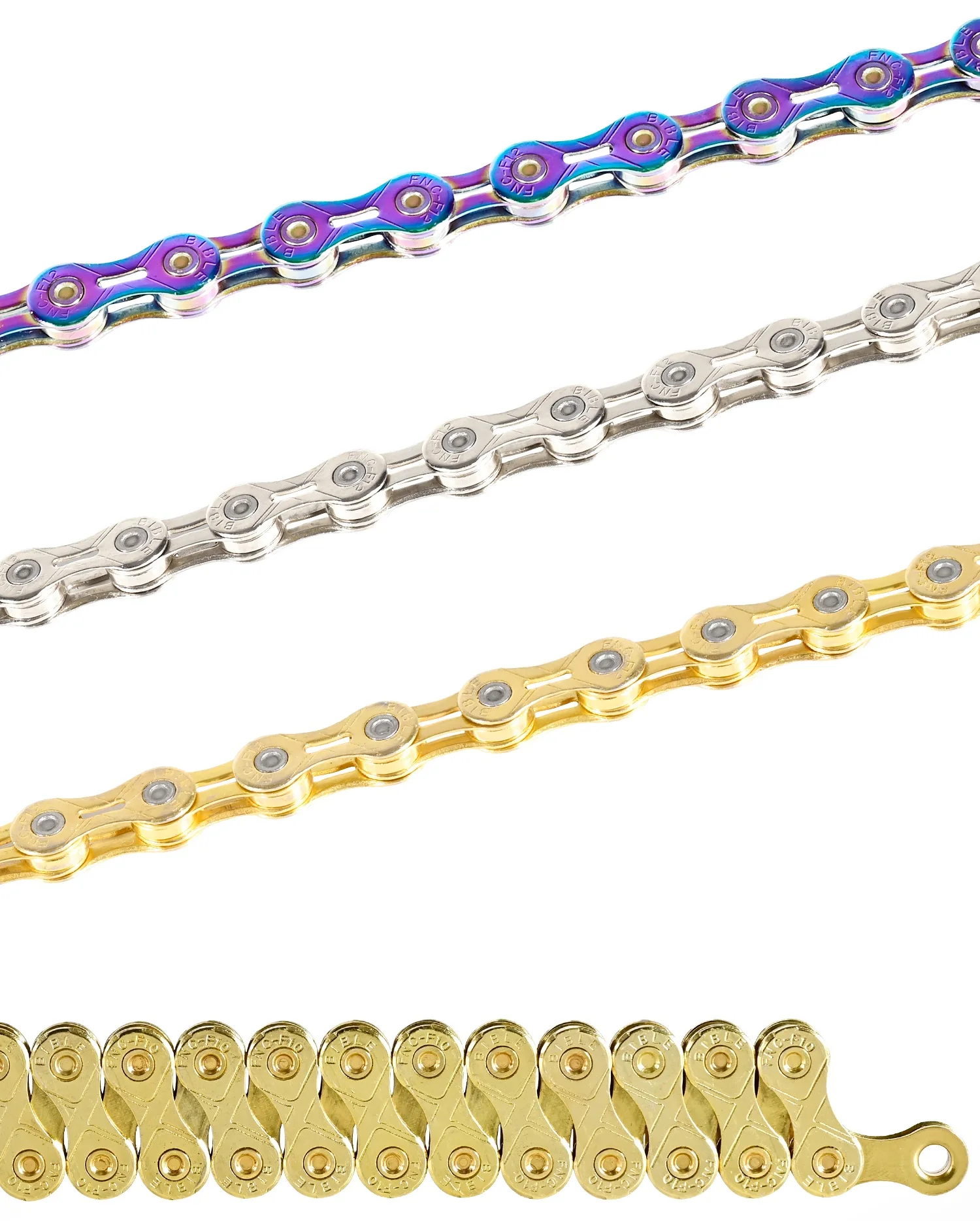 Nanlio X-Serie Fahrradkette 9 10 11 12 Gang Vollhohl Ultraleicht 116L MTB Rennradkette Gold Silber Regenbogen Galvanisiert – Detail 16