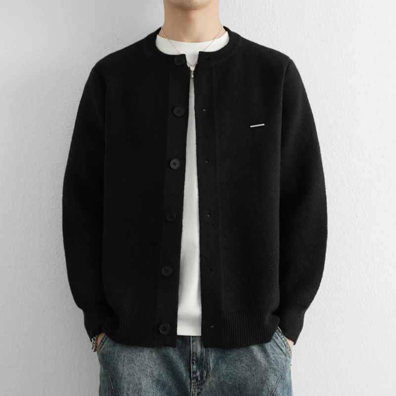 

Мужской вязаный кардиган на пуговицах, однотонный, универсальный, свободного кроя, в корейском стиле, для весны, осени и зимы
