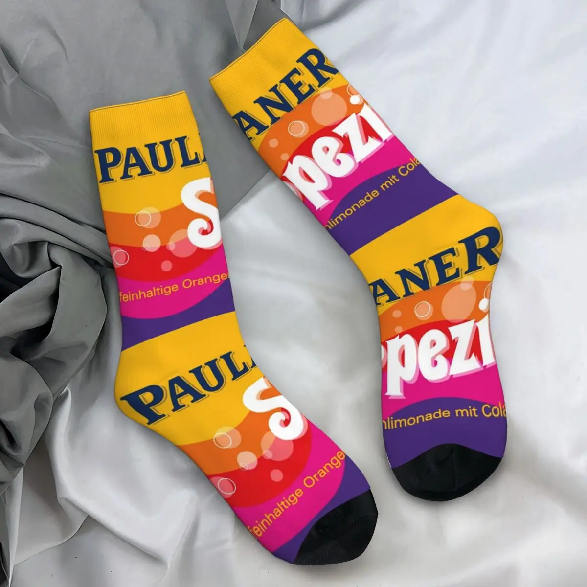 Paulaner Spezi Socks Germany Soda Drink Gothic Stockings Retro Beer Drinks Harajuku Casual Crew Sock Gift Pattern Printed