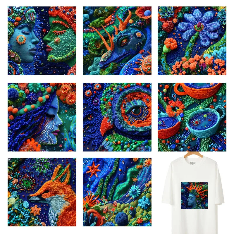 Bead String 3D art ubrania naklejki osobowość DIY naszywki winylowe DTF naklejka termotransferowa żelazko na ubrania T-shirt udekoruj