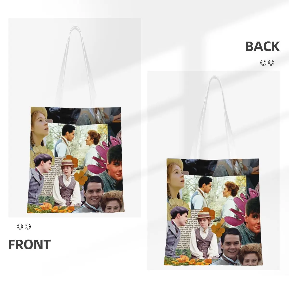 Anne Of Green Gables Collage Shopping Bags Ladies Canvas The Tote Bag Reusable Girls Shoulder Tote Travel Handbag