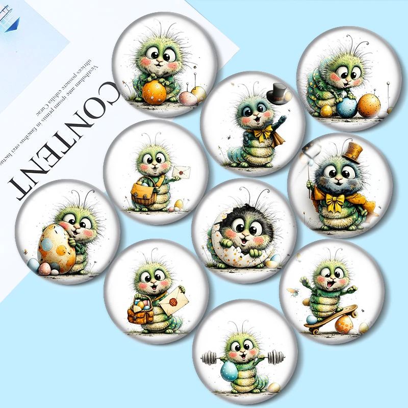 Easter Caterpillar12/18/20/25mm glass cabochon  bracelet pendant rings for jewelry demo earrings back Making findings