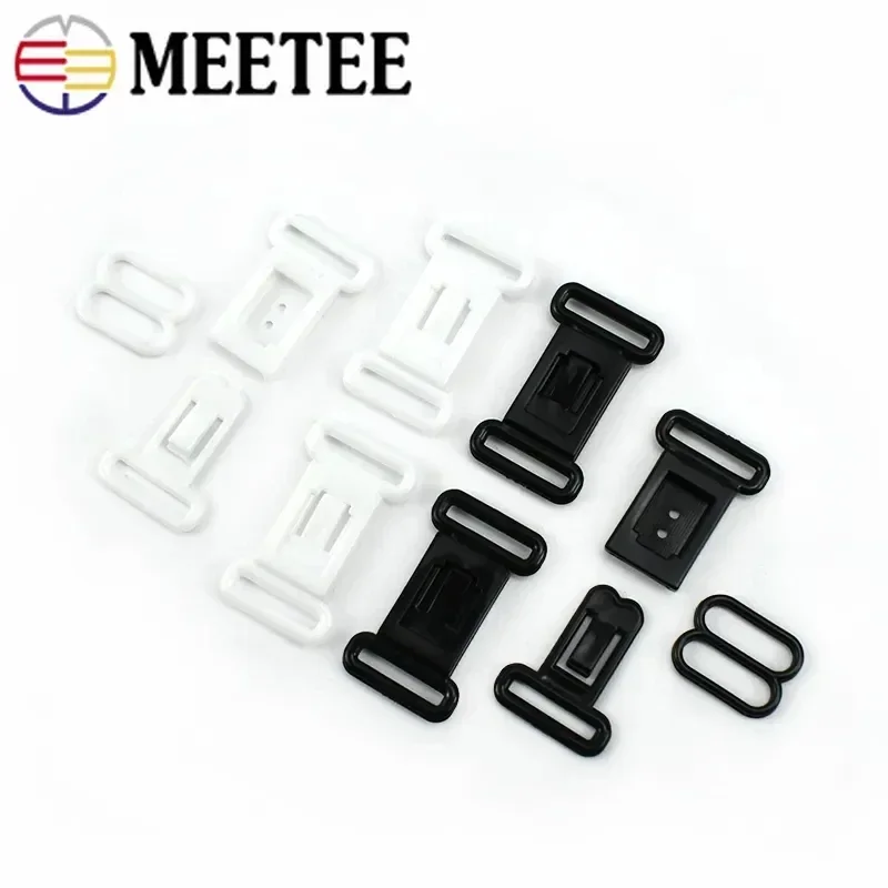 Meetee 20/50Pcs 12.5mm Plastic Underwear Buckle Bra Shoulder Strap Adjuster Buckles Bikini Clip Clasp Sewing Tool Accessories