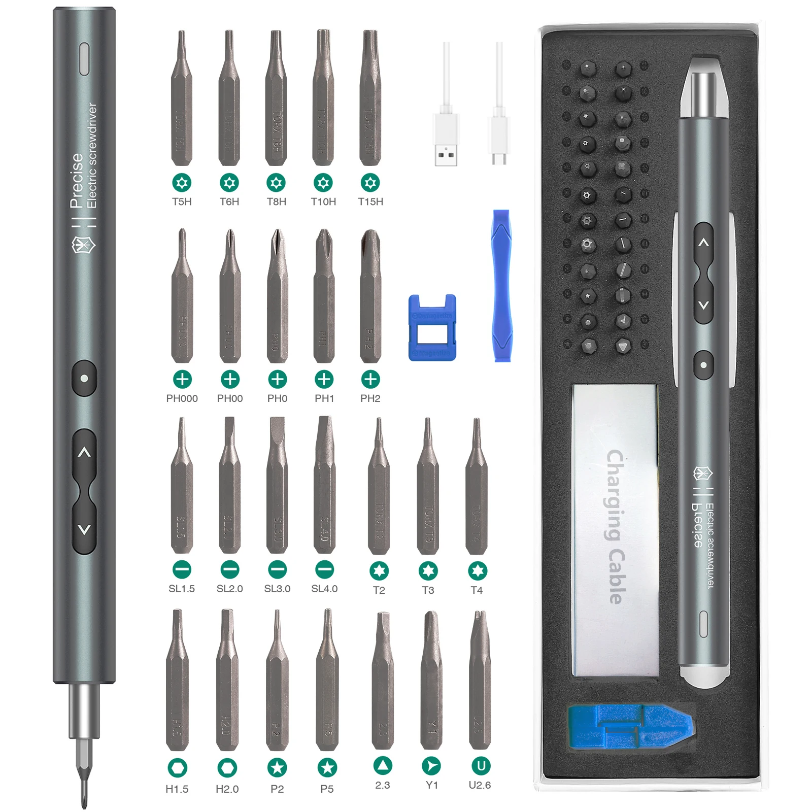 28 in 1 Precision Electric Screwdriver Set Power Tool Kit Rechargeable Wireless Mini Small Bit for Xiaomi Mobile Cell Repair New