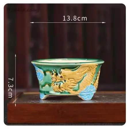 Chinese Yixing urple Sand Flower Pot Light Luxury Creative Antique Three legged Dragon Flower Pot Tabletop Succulent Flower Pot