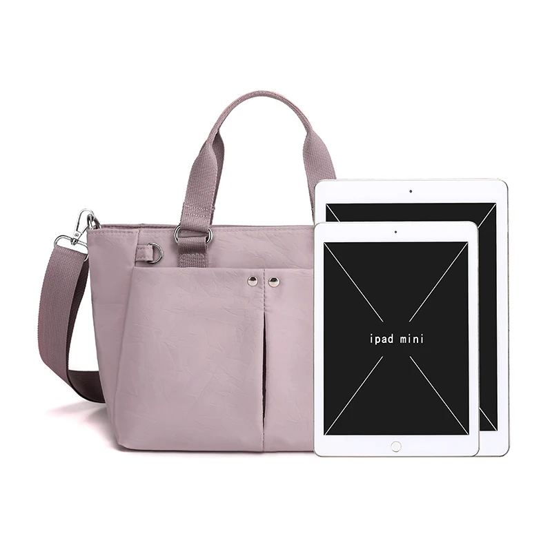 Casual Solid Color Women Bags Nylon Cloth Lady Messenger Bag Top Handle Bags High Quality Durable Waterproof Crossbody Bags