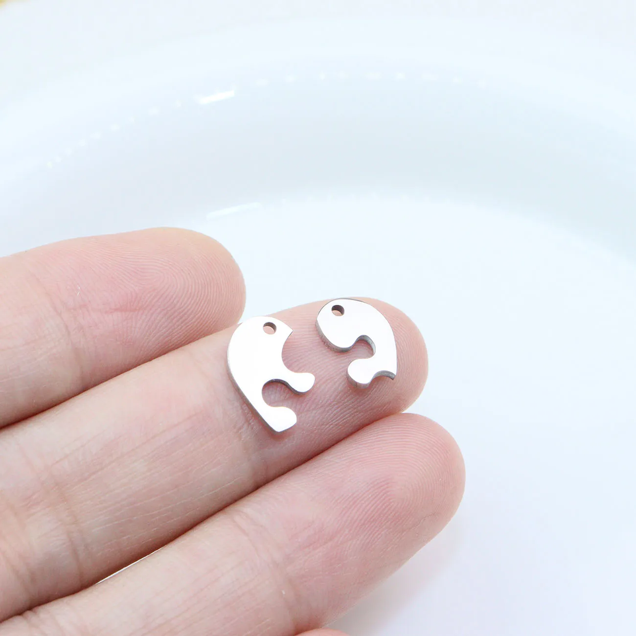 5 Sets Stainless Steel Mirror Polish Jewelry Heart Friends Charms Pendant DIY Handcraft Waterproof Antiallergic
