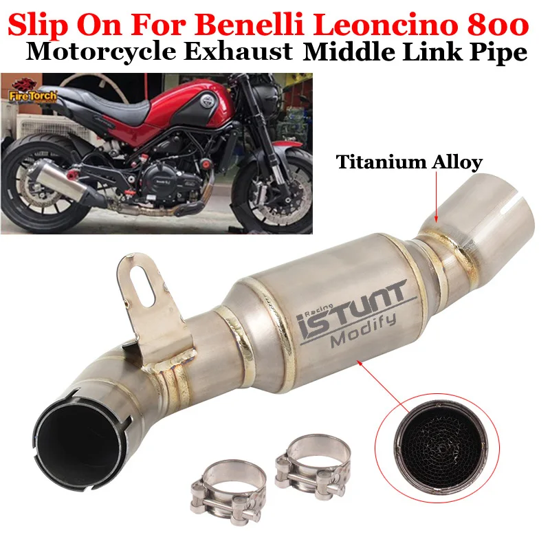 Slip Op Voor Benelli Leoncino 800 Leoncino 800 BJ 800 Motorfiets Uitlaat Escape Moto Uitlaat Systeem Titanium Legering Midden Link buis