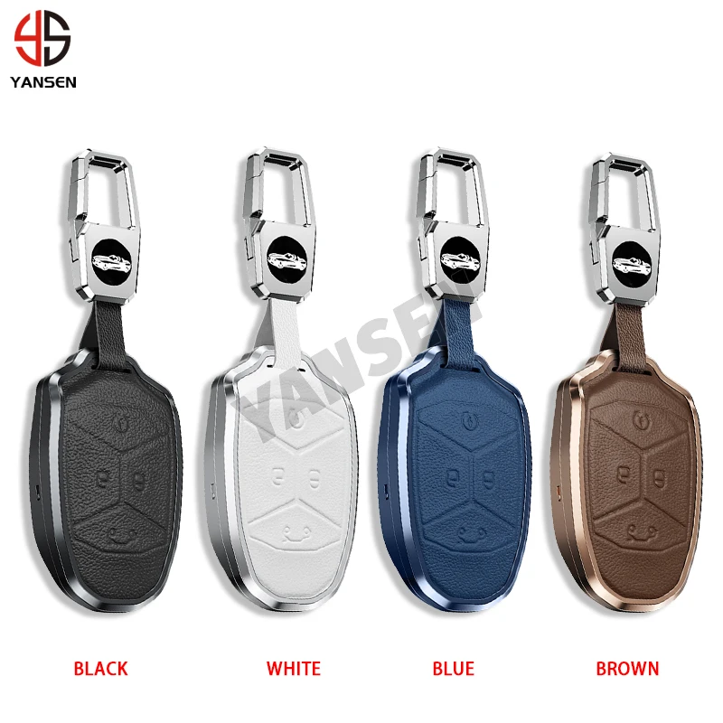 Aluminum Alloy Leather Keychain Key Holder Case Cover Keyring Accessories For LYNK&CO Lynk Co 01 02 03 05 06 01 Auto Accessories