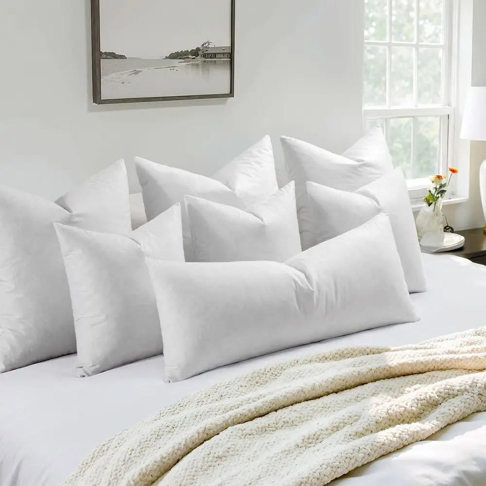 4個セット、26x26インチのユーロピローインサート - 羽毛とポリコットンの混合、コットン生地、装飾的な正方形のクッション、ソファ用