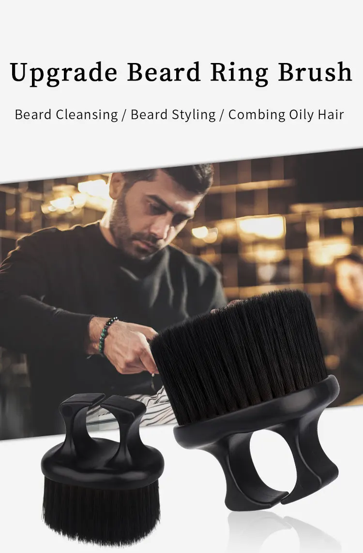 Friseursalon, professionelle Friseur-Haarkehrbürste, weiches Haar, Nylon-Fingerringbürste, tragbare Bartbürste, Reinigungskamm – Detail 1