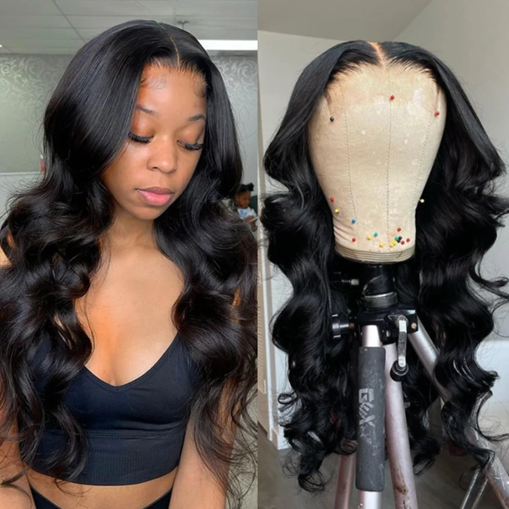 

30" 13*6 13*4 Body Wave Lace Front Wig Human Hair Natural Black 150% 180%16-30" Brazilian Hair Lace Frontal Wigs For Black Women