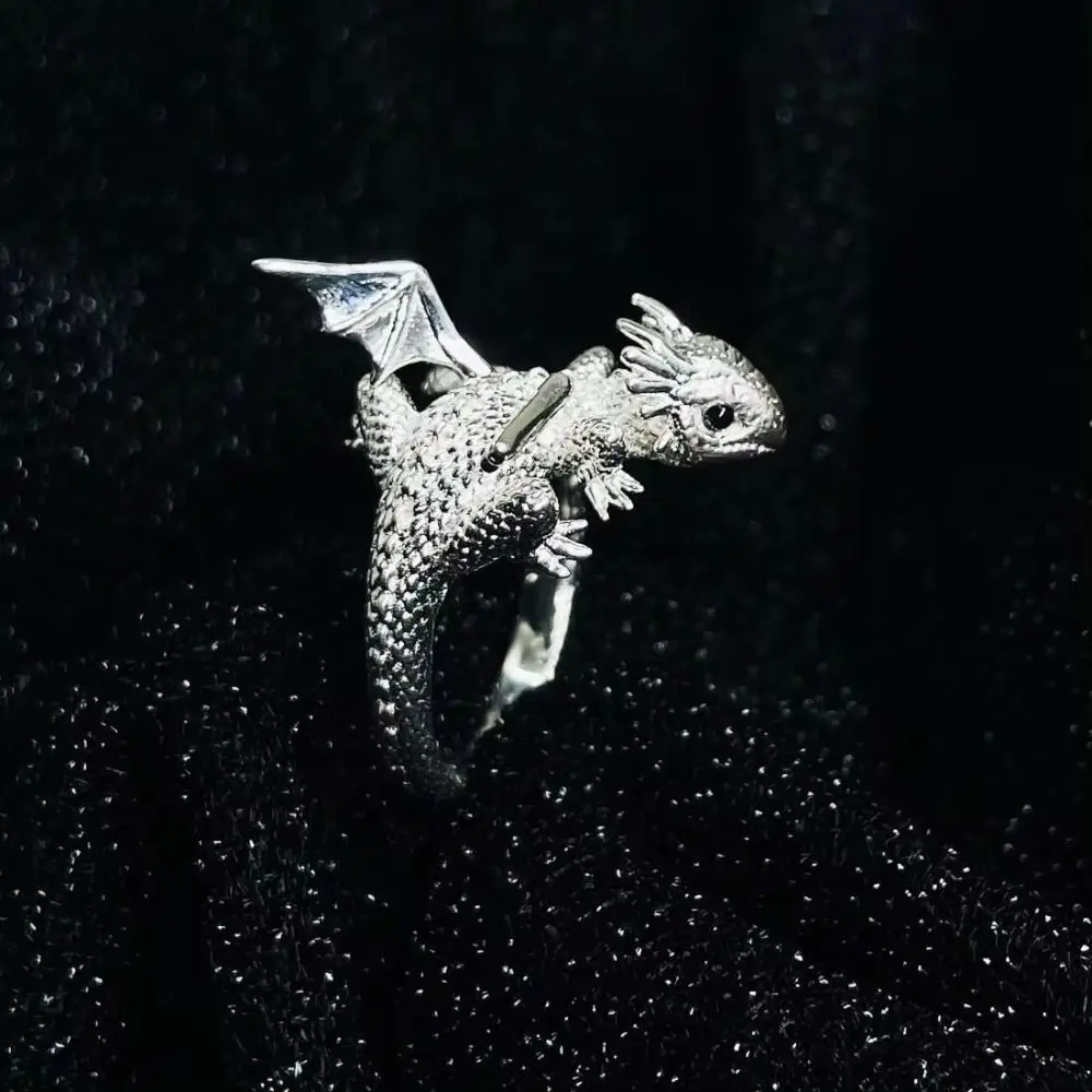 Adjustable Dragon Opening Rings Personality Silver Color Flying Dragon Ring Retro Metal Punk Animal Finger Rings Couple Ring