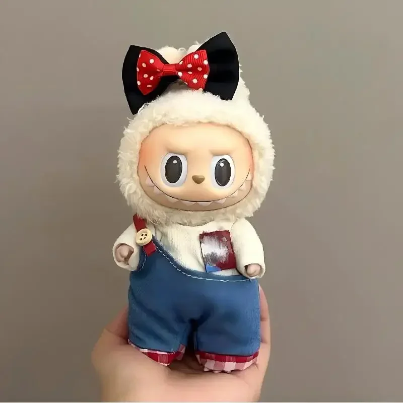 Novo veludo para labubu boneca conjunto de roupas chapéu 17cm roupas sapatos boneca diy acessórios treinamento sentado jogos festa brinquedos presentes