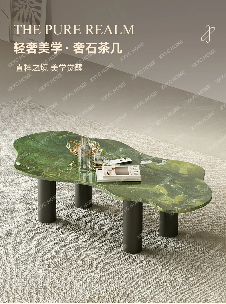 

Кофейный столик AANatural из натурального камня цвета авокадо, элитный, в стиле ретро, легкий люкс, в форме облака