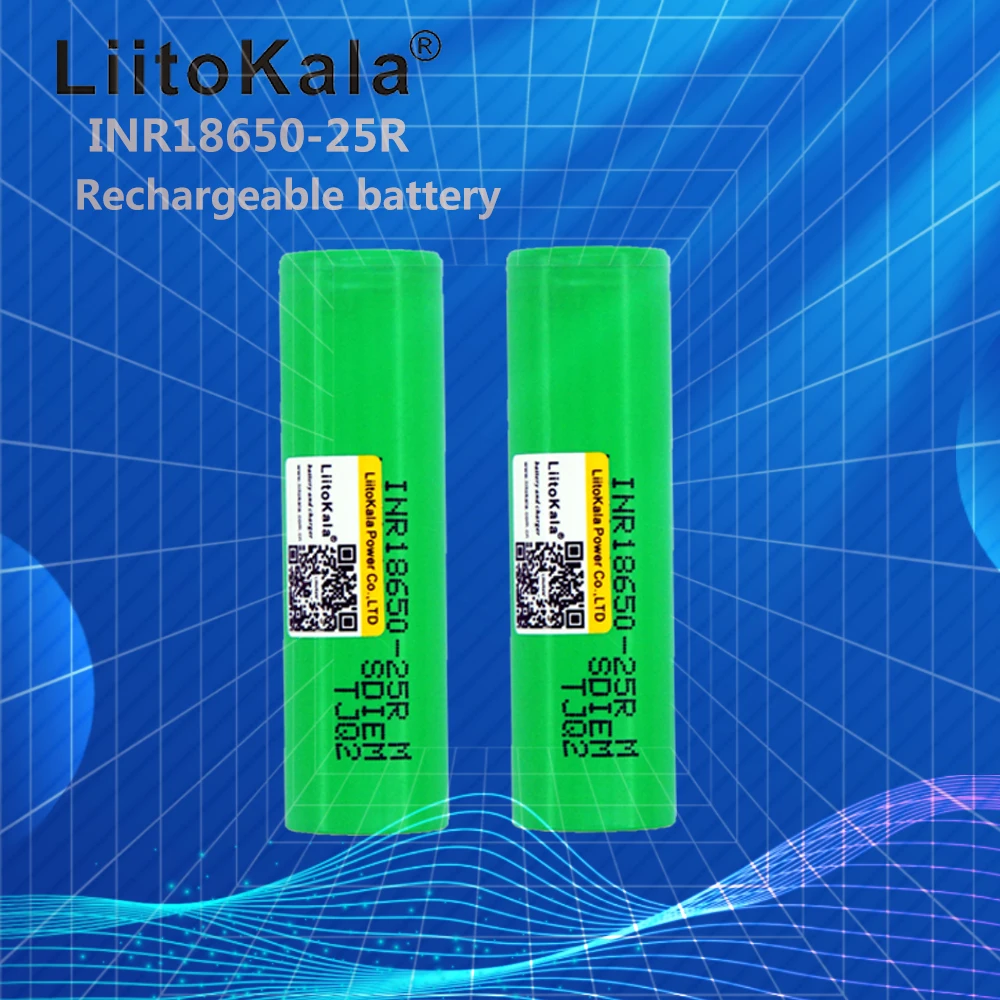 Nowy oryginalny akumulator LiitoKala 18650 25R M INR1865025R 20A rozładowania baterii litowych, 2500mAh akumulator