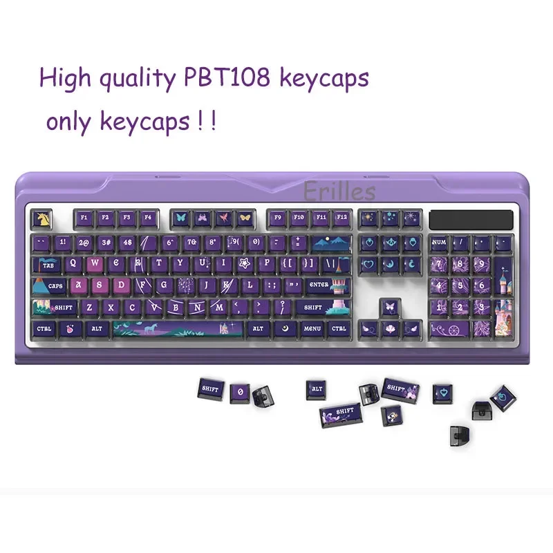 Pudim Keycaps para Teclado Mecânico, Teclado Gaming, Mystic Purple, PBT, ASA, Alta Qualidade, Gamer