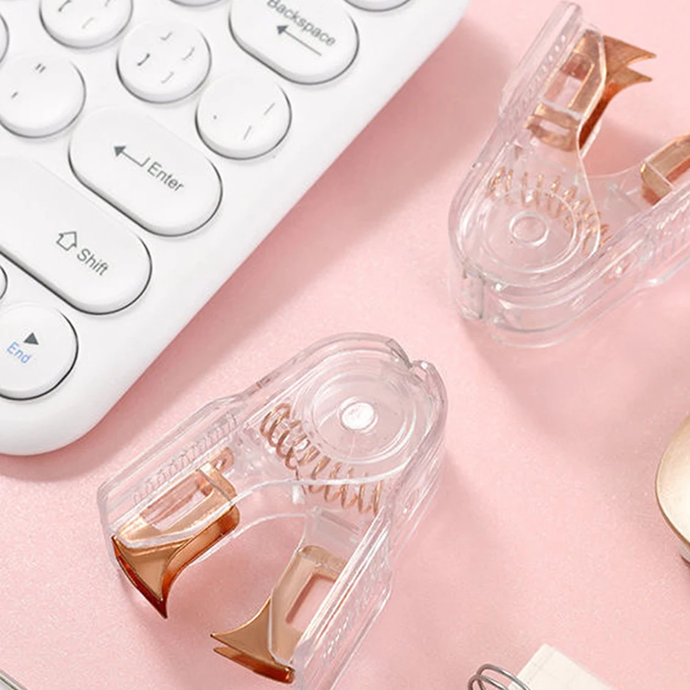 مزيل التيلة باللون الذهبي الوردي، أداة إزالة الدبابيس المنزلية خفيفة الوزن للمكتب، مزيل دباسة سريع خالي من الضرر