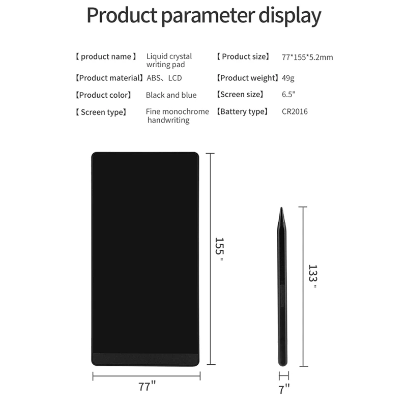 Tableta de escritura a mano Lcd de pantalla completa Superfina de 6,5 pulgadas, tablero de dibujo, Bloc de notas electrónico superfino, educativo