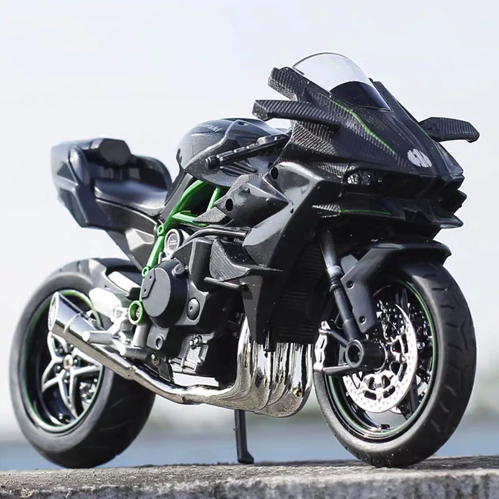 1:12 Alloy Kawasaki Ninja H2R Motorcycles Toys Models Cars Rubber Tires BMW S100RR Wheel Steering Miniature Vehicles Kids Gifts