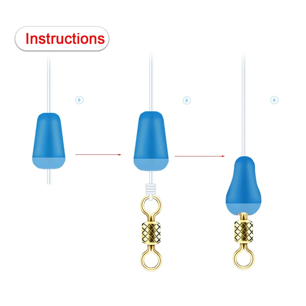 100pcs/lot Anti-tangling Rubber Fishing Float Blue Oval Stopper Fishing Float Space Beans SeaTool Fishing Bobber Accessories