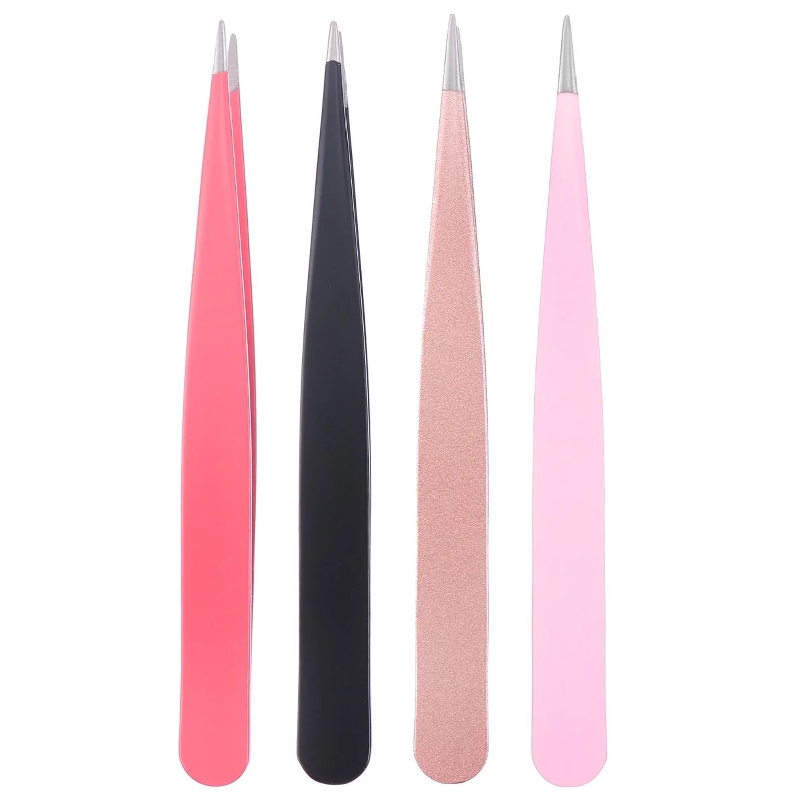 Pinzas para cejas coloridas, pinzas de boca puntiaguda de acero inoxidable, maquillaje portátil ligero, pinza para cejas, 4 Uds.