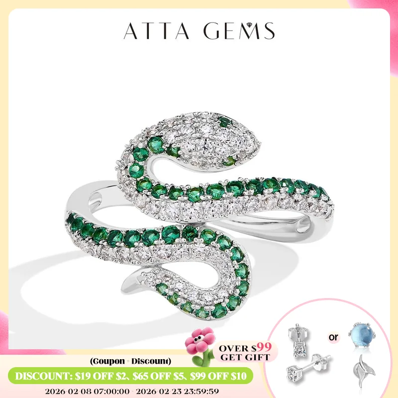 

ATTAGEMS кольцо с муассанитом в форме змеи DVVS1, цветной бриллиант, стерлинговое серебро 925 пробы для женщин и мужчин, обручальные кольца, сертифицированные для вечеринки