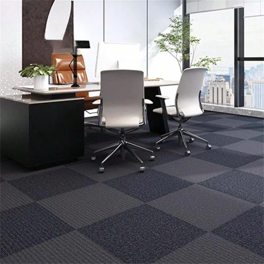 10 Uds. Alfombra autoadhesiva a rayas fácil de instalar de 30x30cm para alfombrillas de oficina, sala de estar y dormitorio con fondo de papel de aluminio-