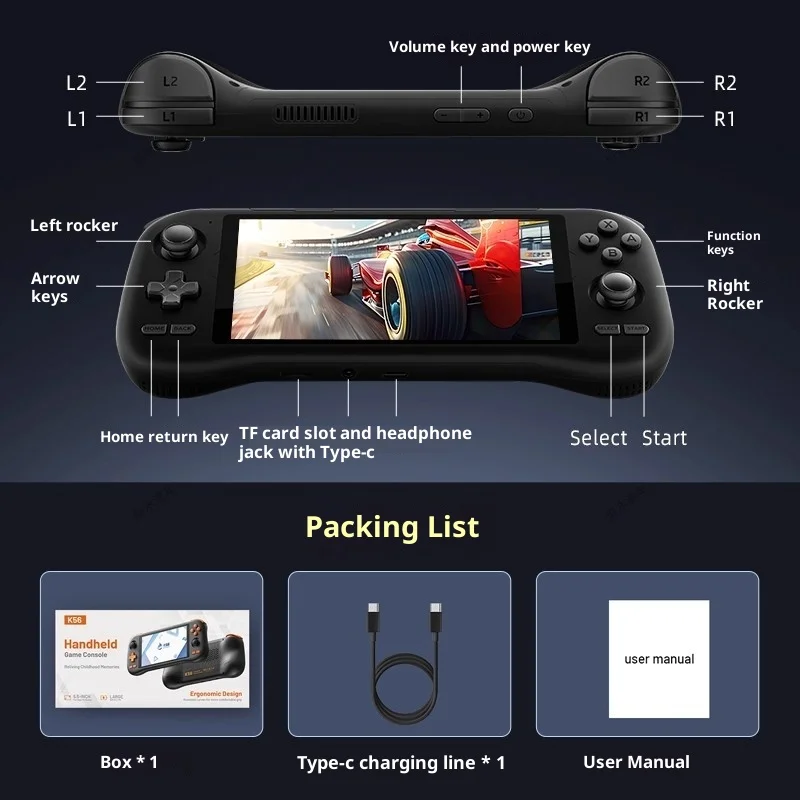 K59 Console Handheld Game Console 5.5-inch IPS HD Screen Smooth Gameplay Game Player Android14 Handheld Console 128G Boys Gifts