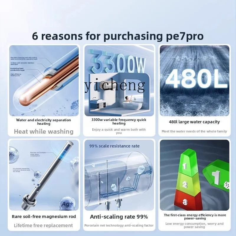 ZK electric water heater household bathroom bath 60L first-class energy efficiency energy saving frequency conversion