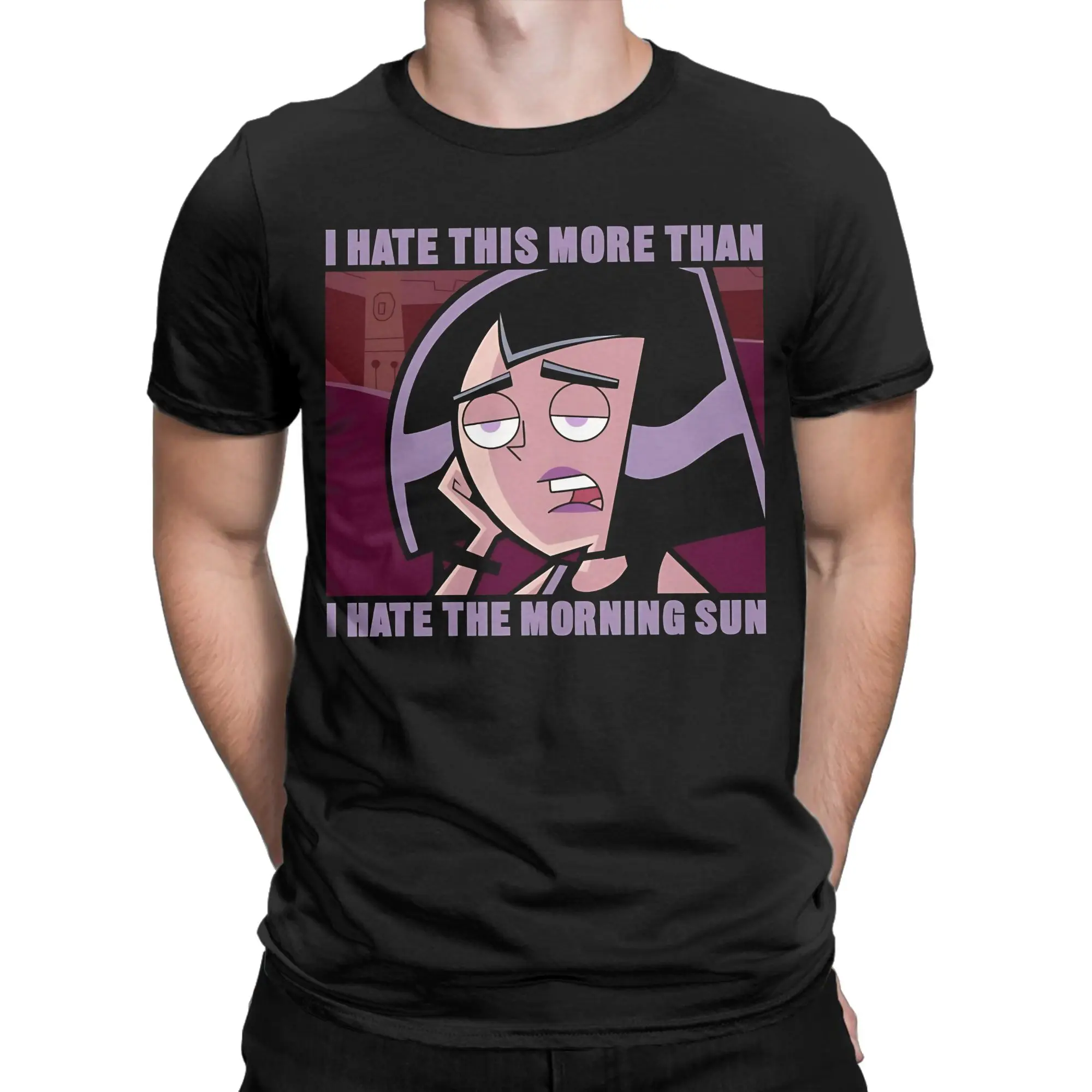 More Than I Hate The Morning Classic Danny Phantom Graphic 100% Cotton T-Shirt Tees Tops For Men
