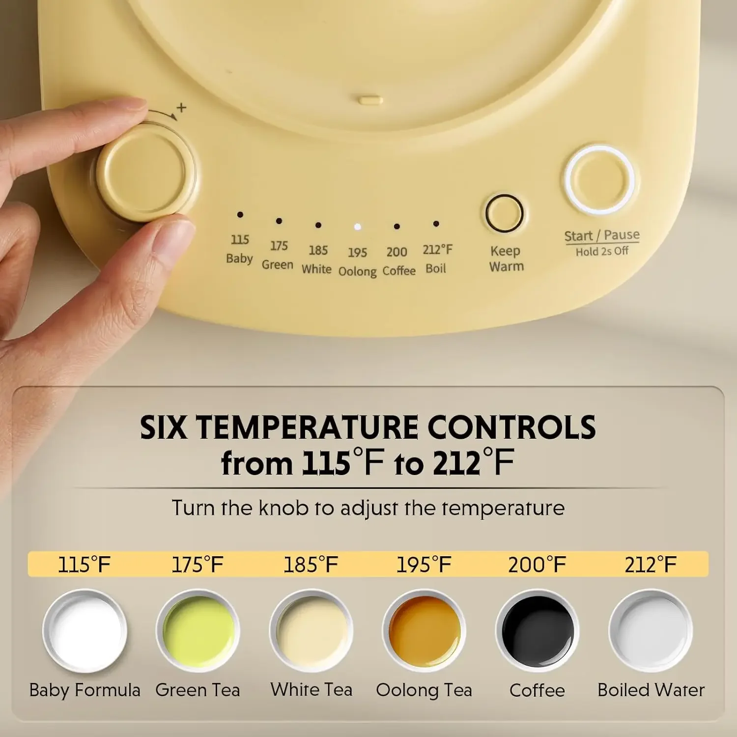 Hervidor eléctrico K740 con Control de temperatura, 12H para mantener el calor, hervir rápido, hervidor de agua caliente de acero inoxidable para té, café y leche